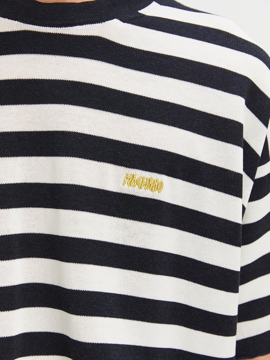 Magliano | Venezia Knitted Tee White And Navy - 6