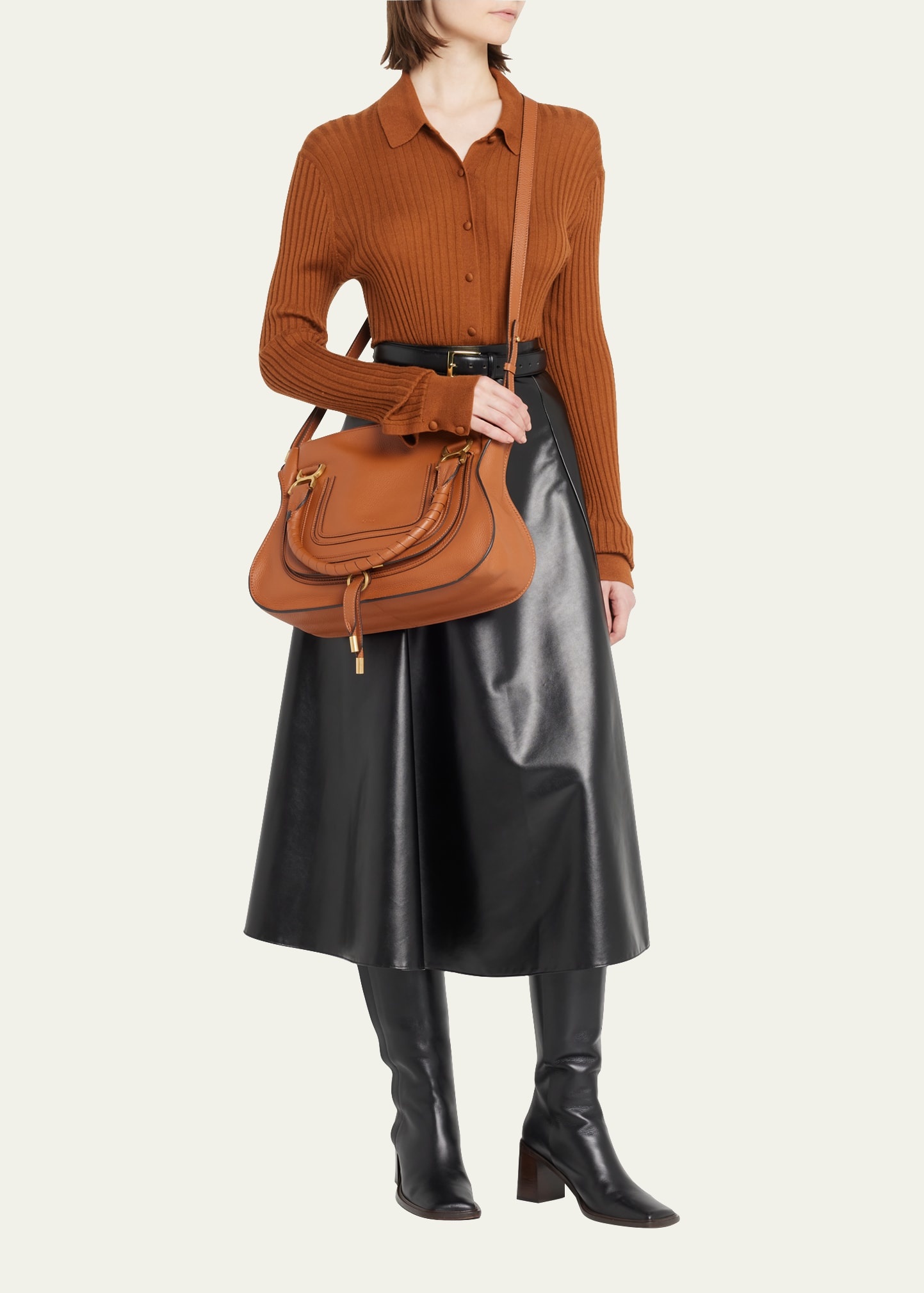 Marcie Medium Zip Leather Satchel Bag - 6