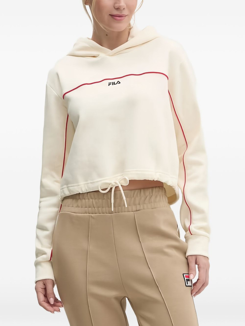 logo-embroidered drawstring hoodie 1