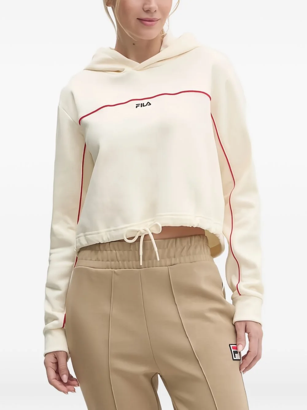 logo-embroidered drawstring hoodie - 1