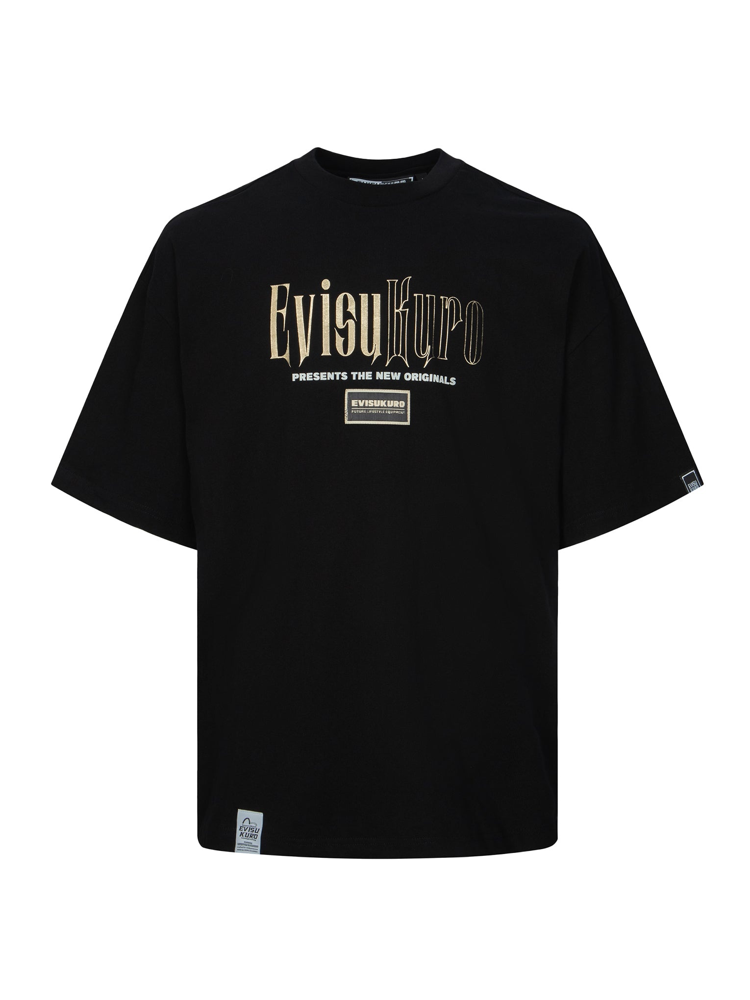 Gold Foil Calligraphy Logo Print Oversized T-shirt - 13
