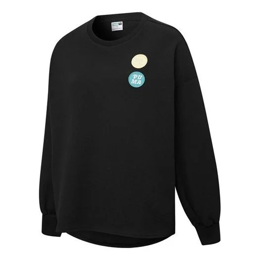 (WMNS) PUMA Embroidery Logo Round-neck SweatshirtBlack 536095-01 - 1