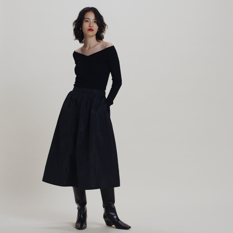 Midi ball skirt in taffeta 3