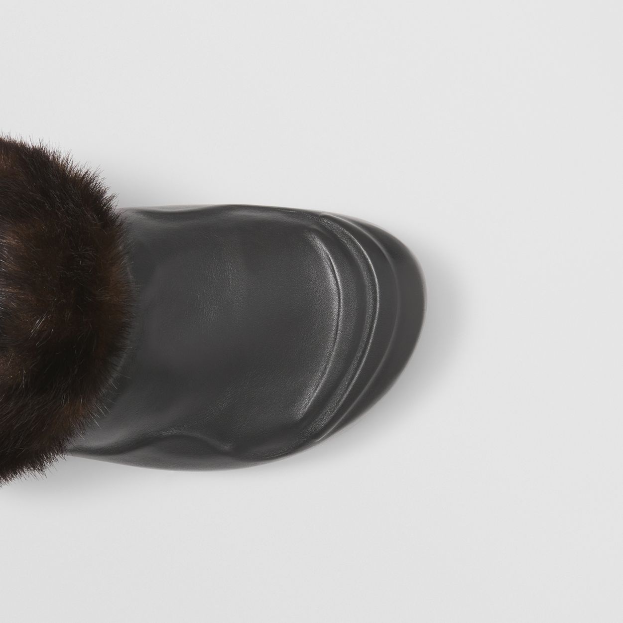 Faux Fur Trim Leather Slingback Mules - 3