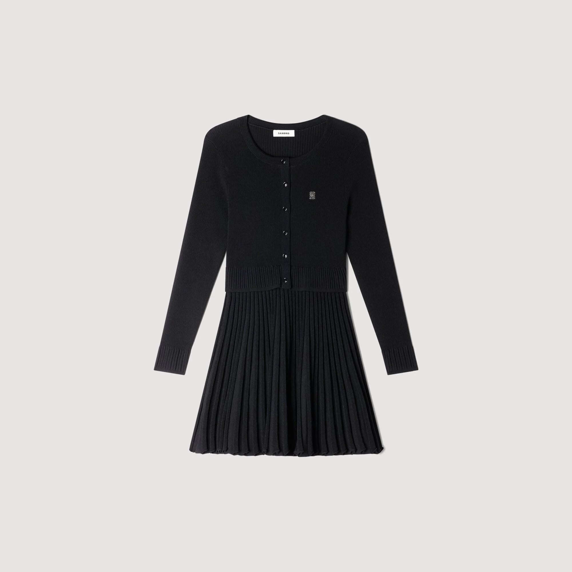 PLEATED KNIT MINI DRESS - 1