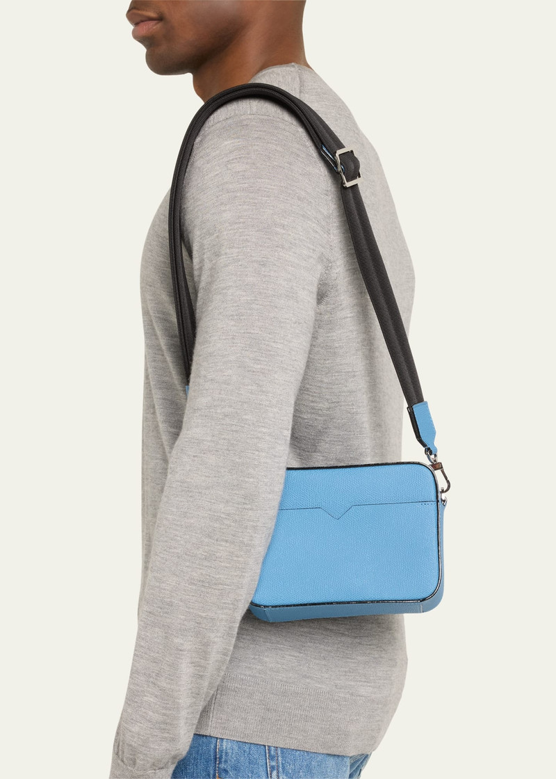Valextra Men's Reporter Calfskin Crossbody Bag outlook