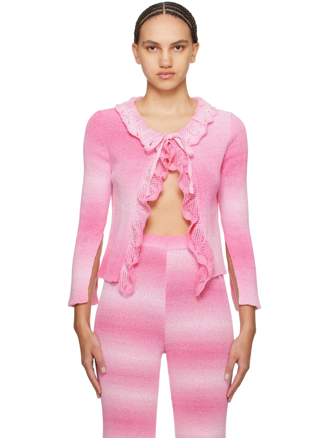 Pink Self-Tie Cardigan - 1