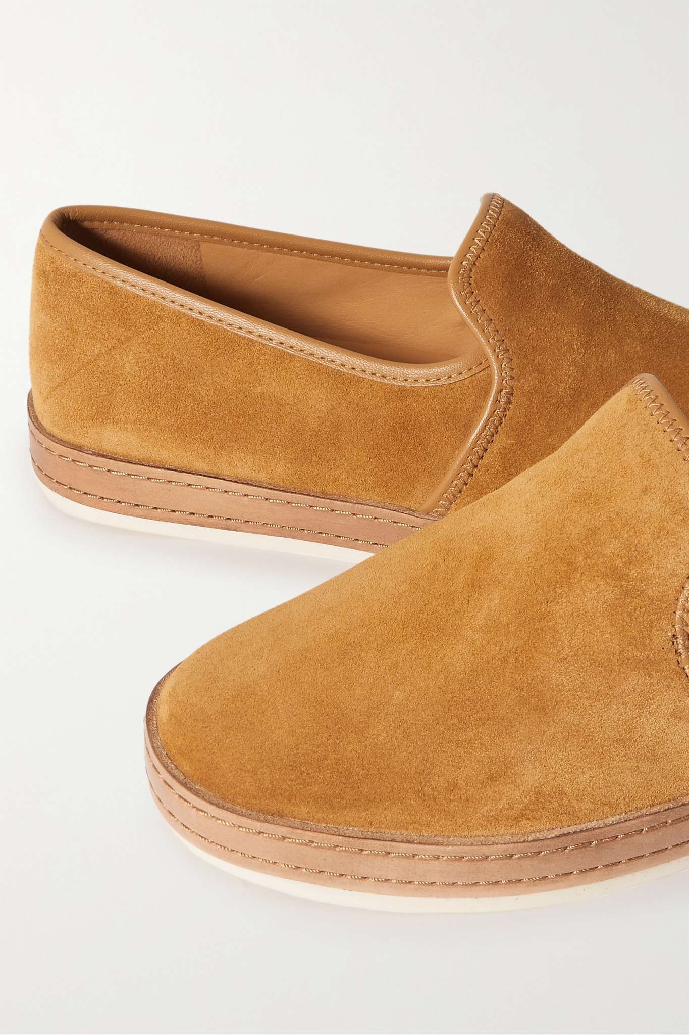 Canella leather-trimmed suede loafers - 4