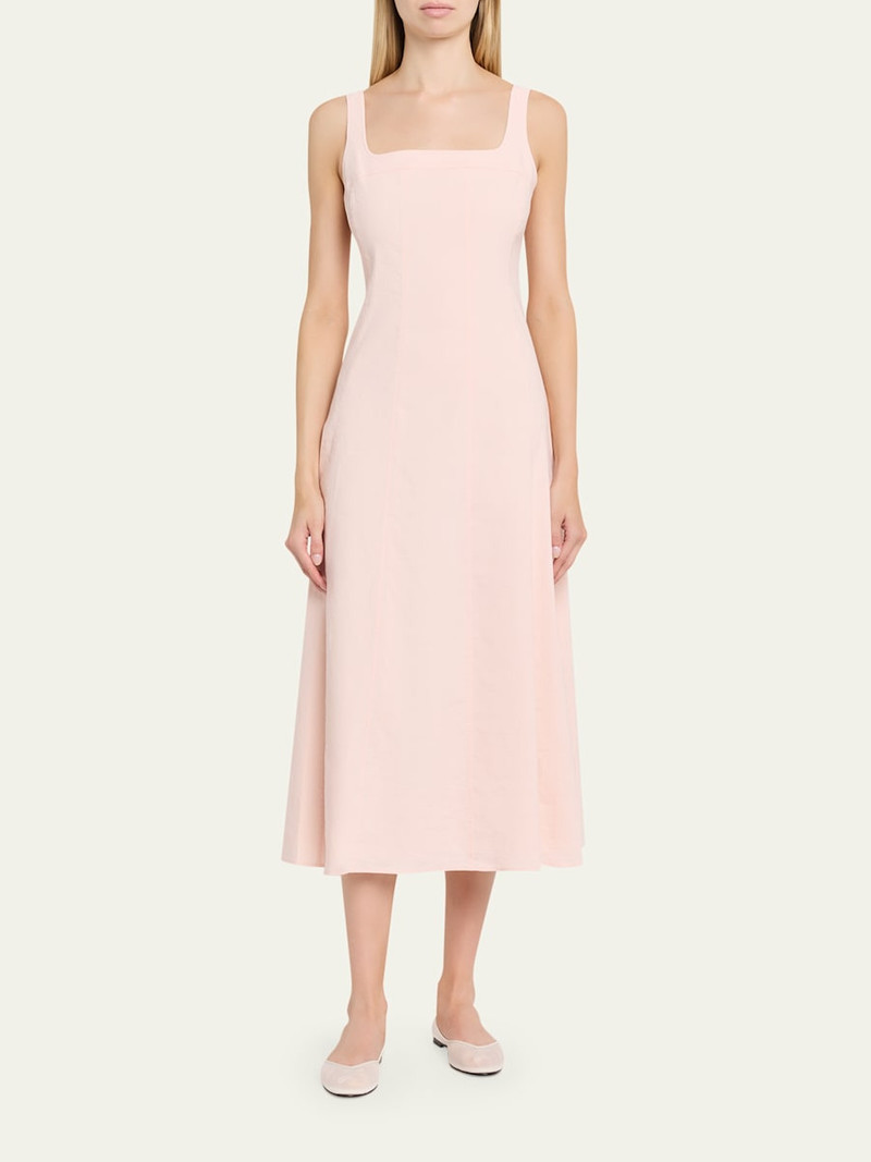 Theory Sleeveless Square-Neck Seamed Midi Dress outlook