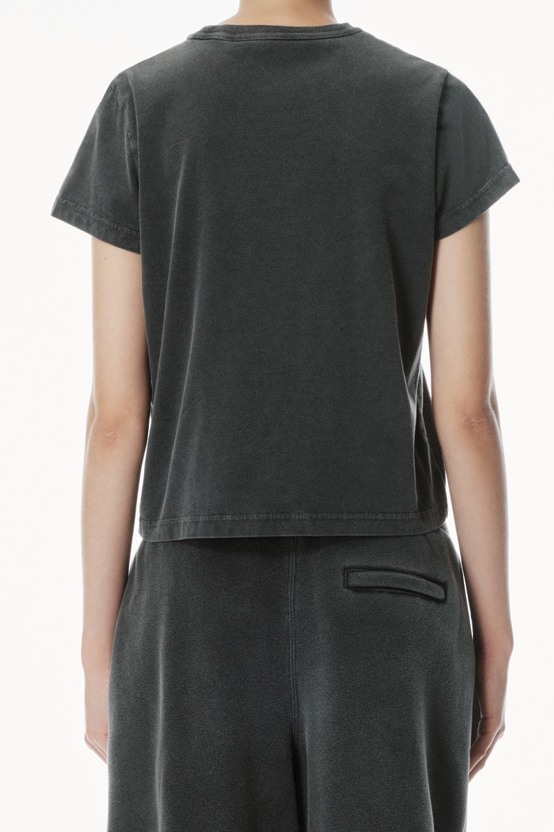 Alexander Wang Distressed Logo Shrunken Cotton Tee outlook
