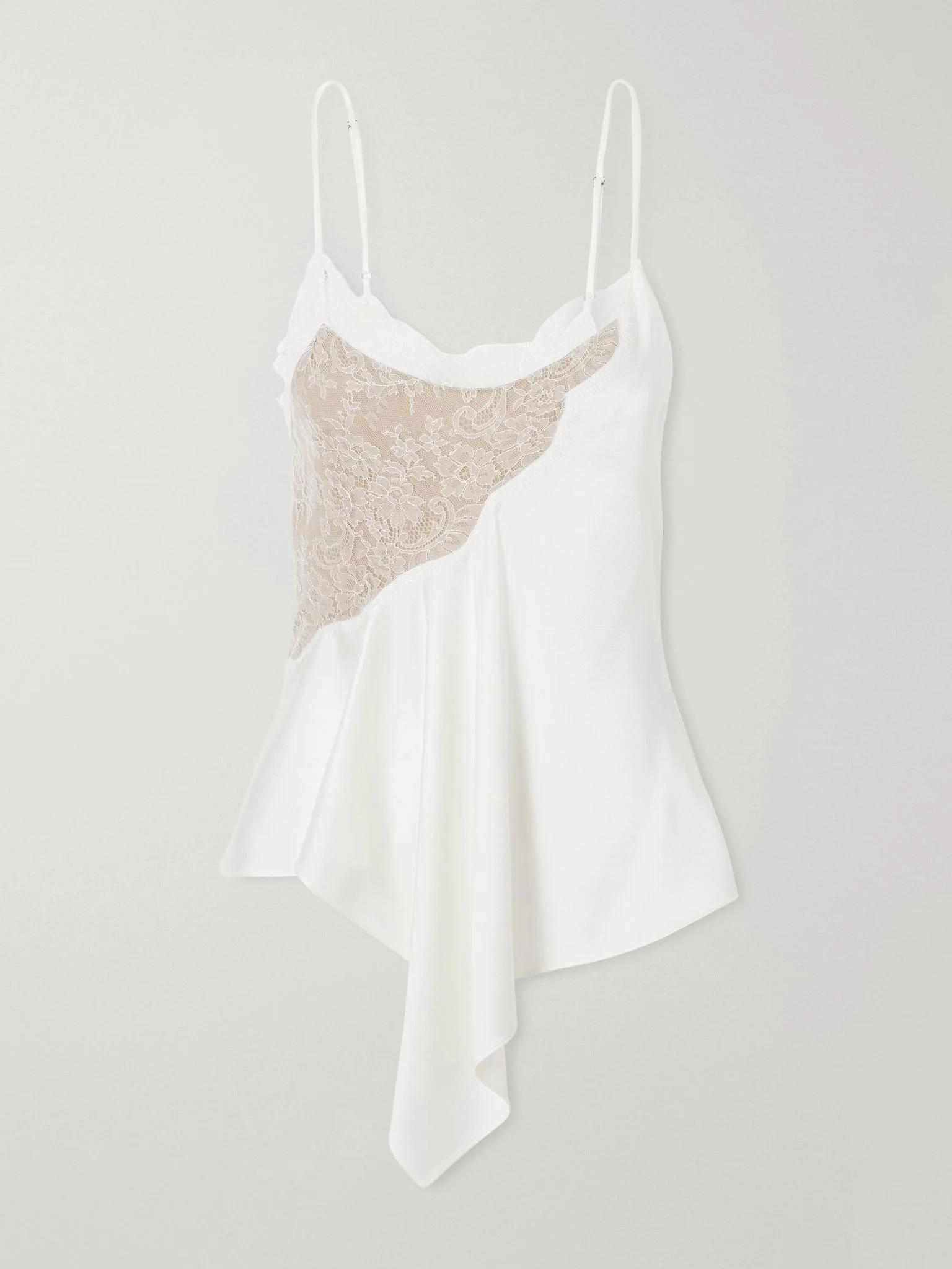 Lace-trimmed satin cami White - 1