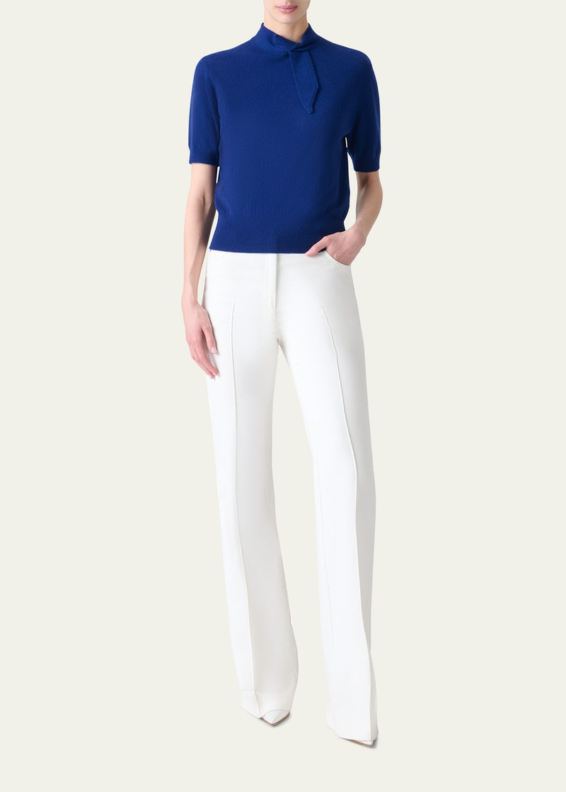 AKRIS Neck-Tie Cashmere Short-Sleeve Sweater outlook