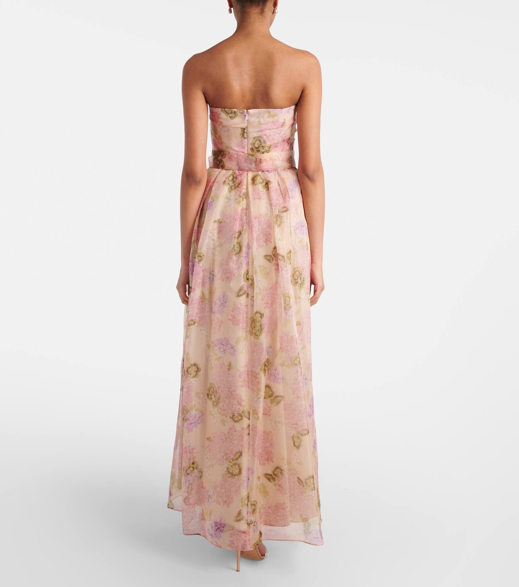 Lisetta floral silk organza bustier gown - 3