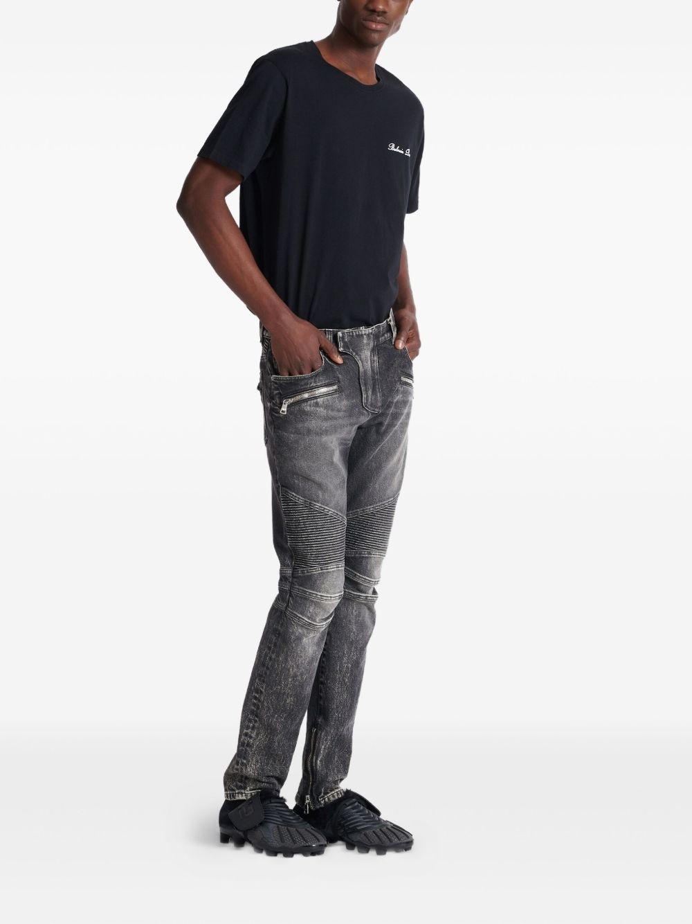 slim-fit biker jeans - 5