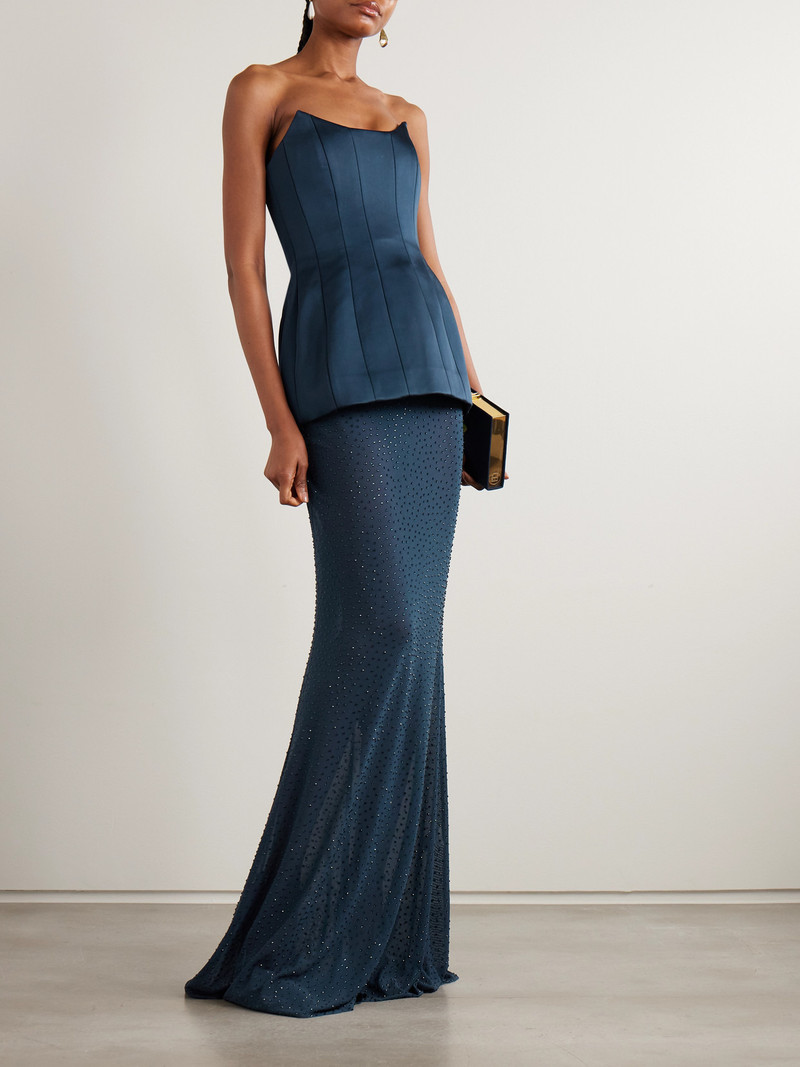 REBECCA VALLANCE Elivera Paneled Strapless Satin Top outlook