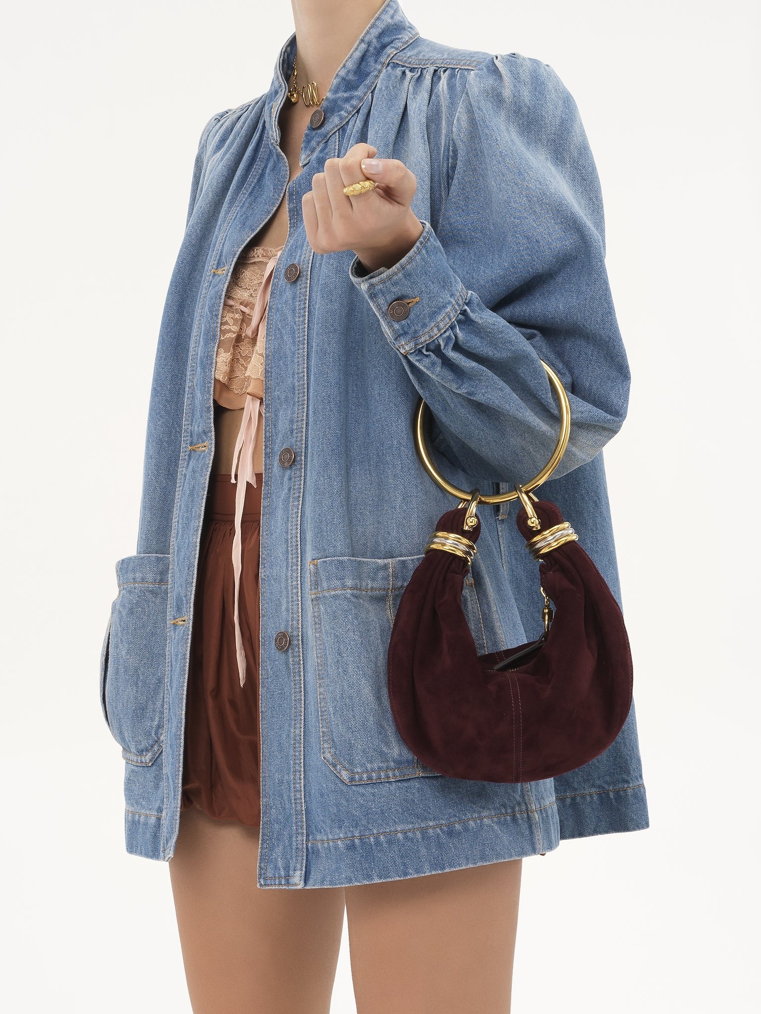 MINI BRACELET HOBO BAG IN SUEDE LEATHER - 2