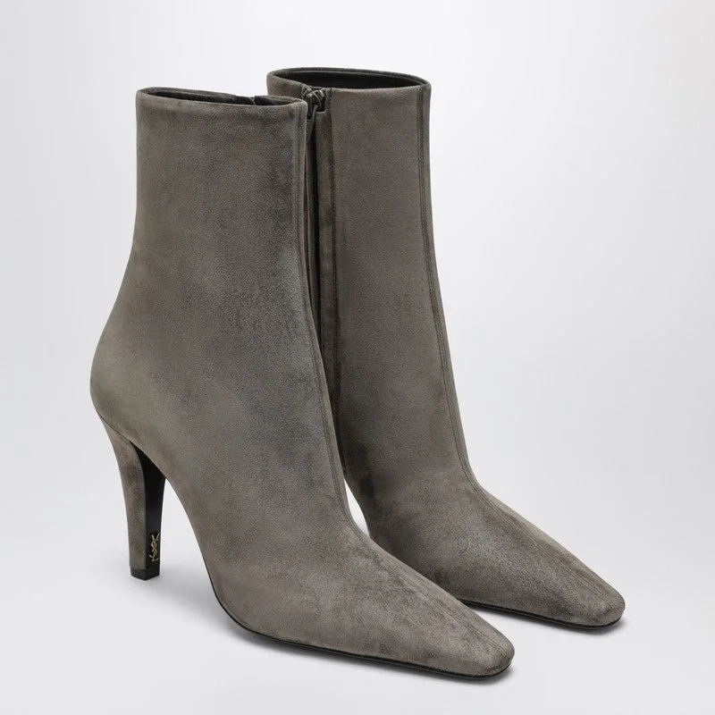 Saint Laurent Grey Jill Suede Ankle Boots Women - 1