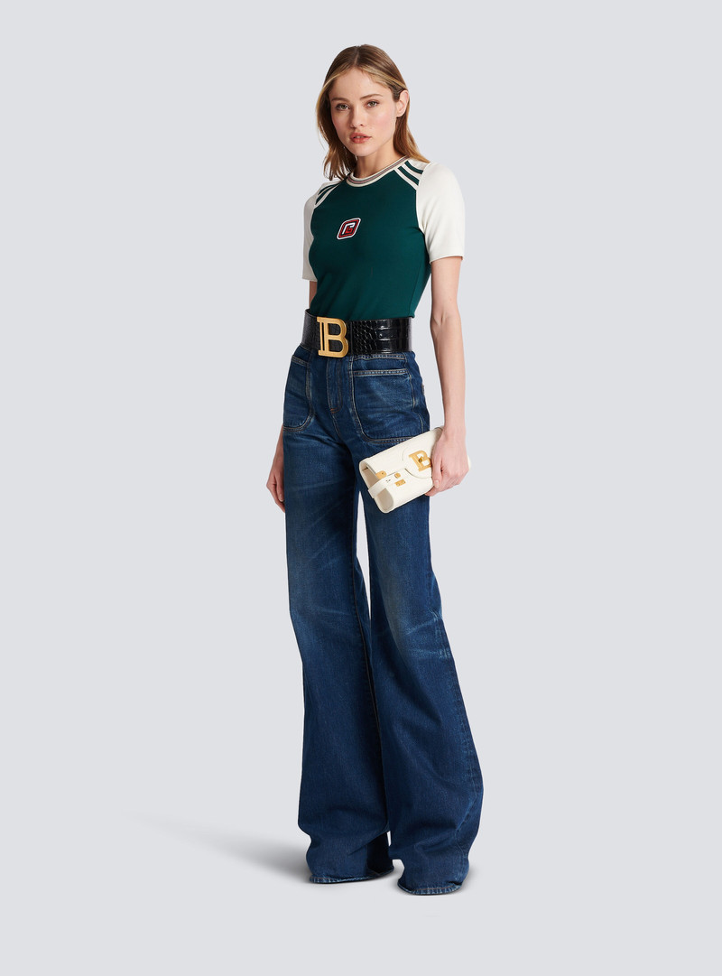 Balmain B-Buzz 23 monogrammed grained leather clutch outlook