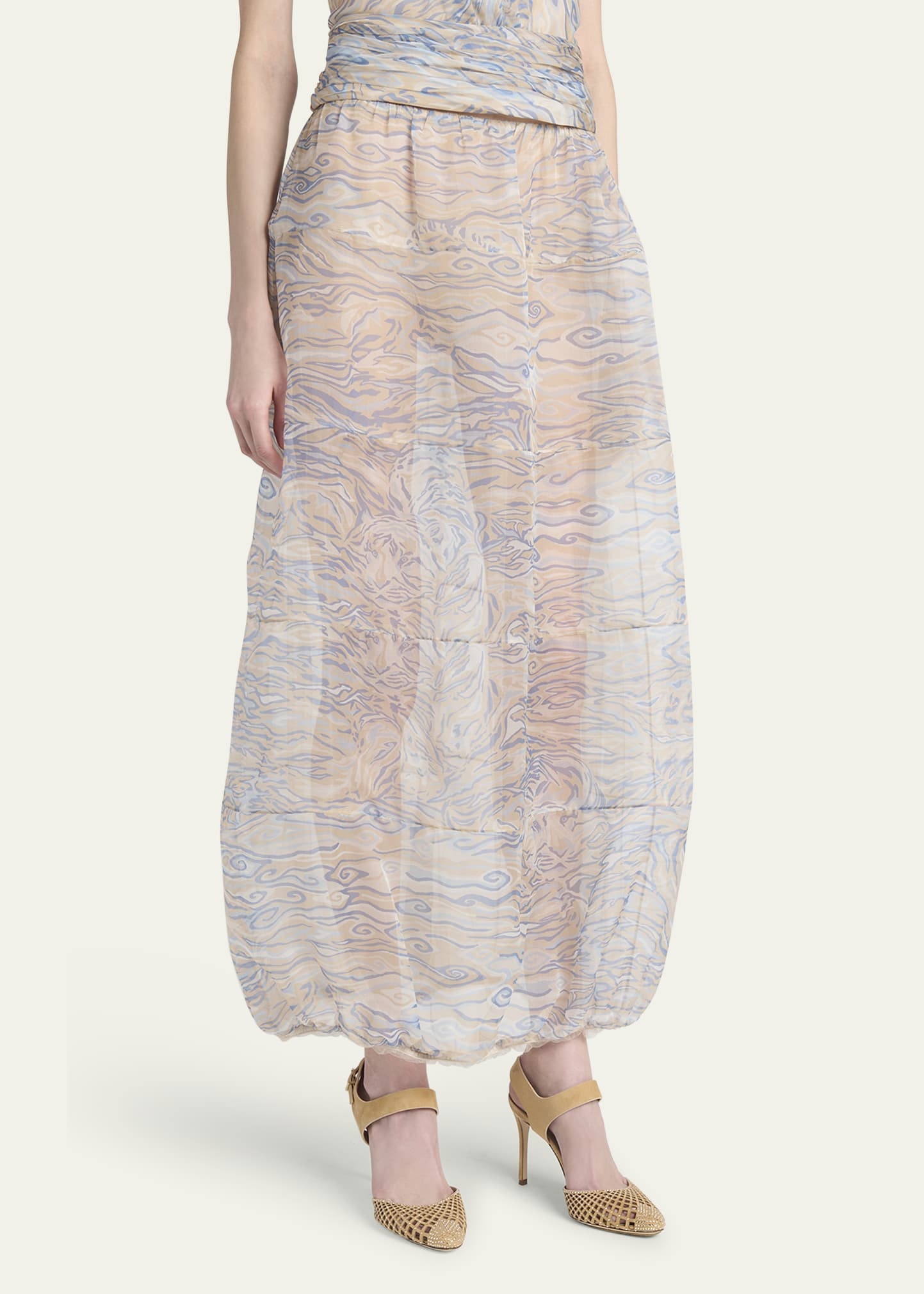 Abstract Semi-Sheer Maxi Skirt - 4