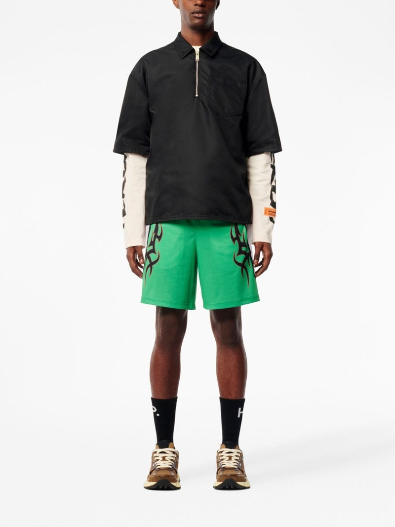 Heron Preston logo-patch zip-fastening polo shirt outlook