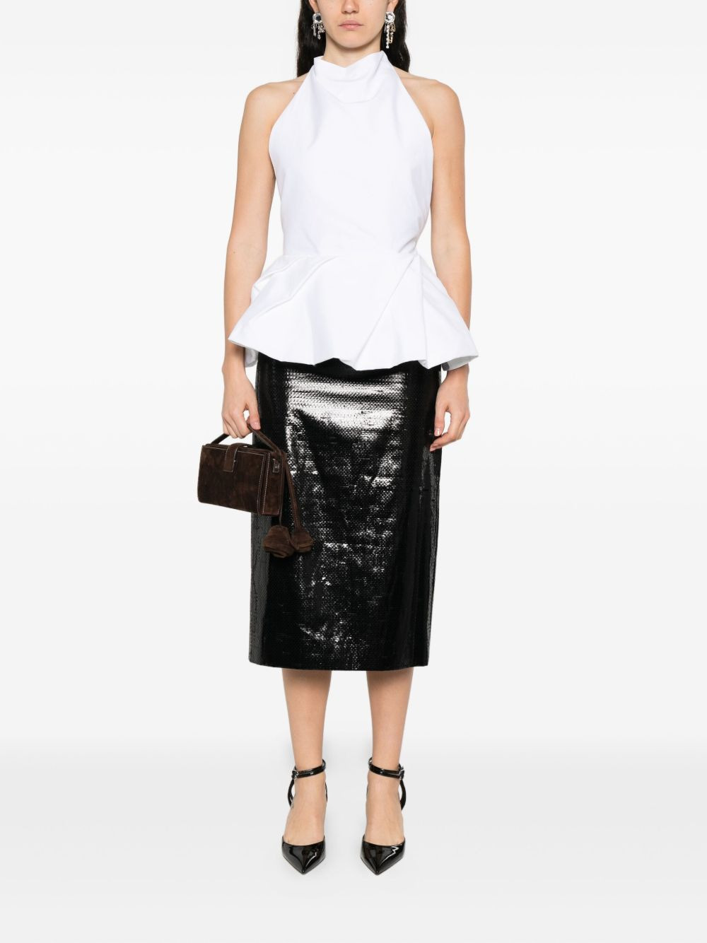 halterneck pleated blouse - 2