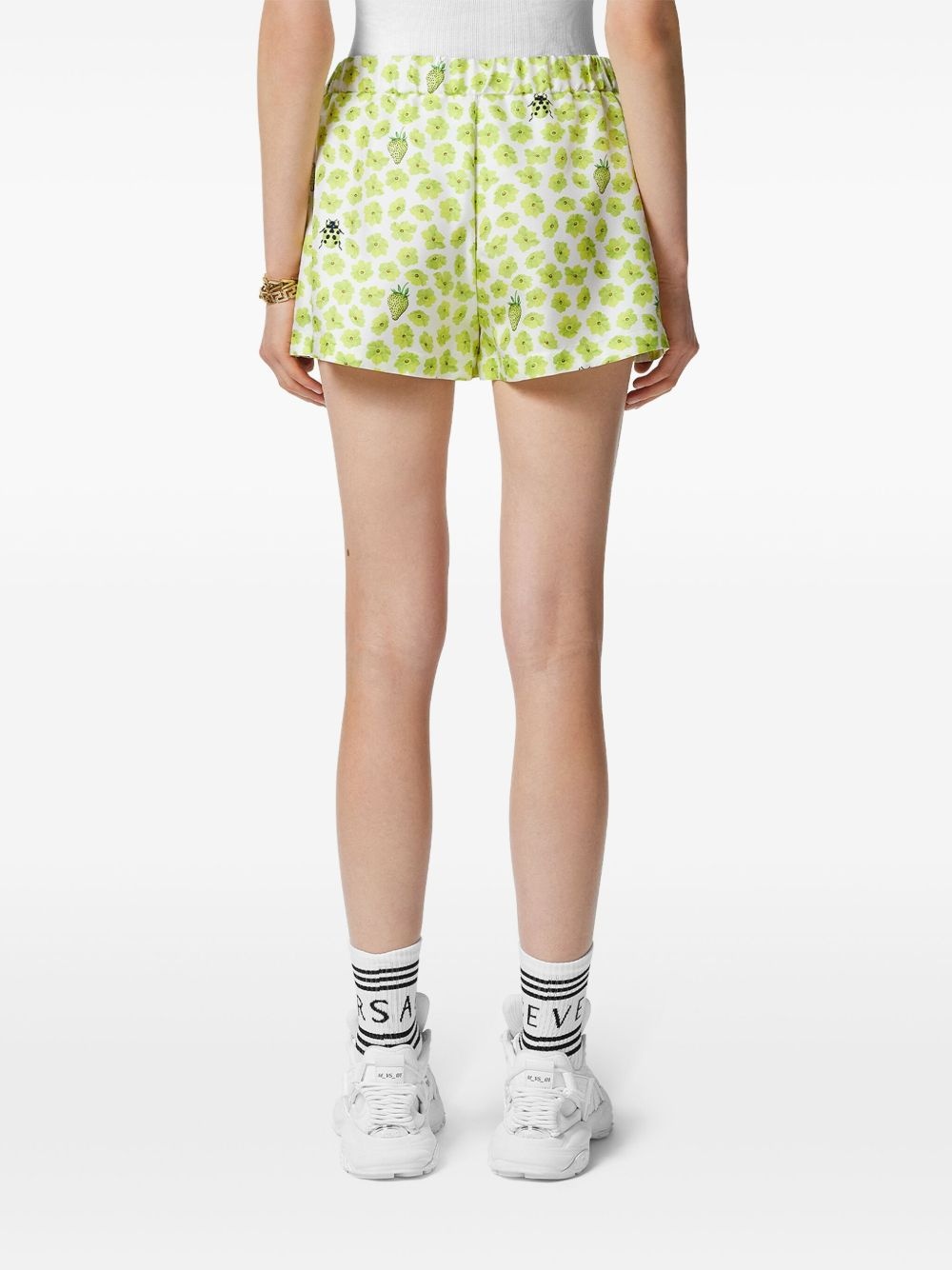 floral-print silk shorts - 4