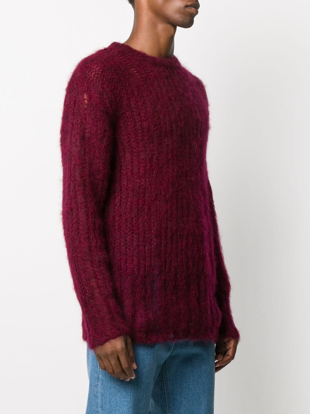 open knit crew neck jumper - 3