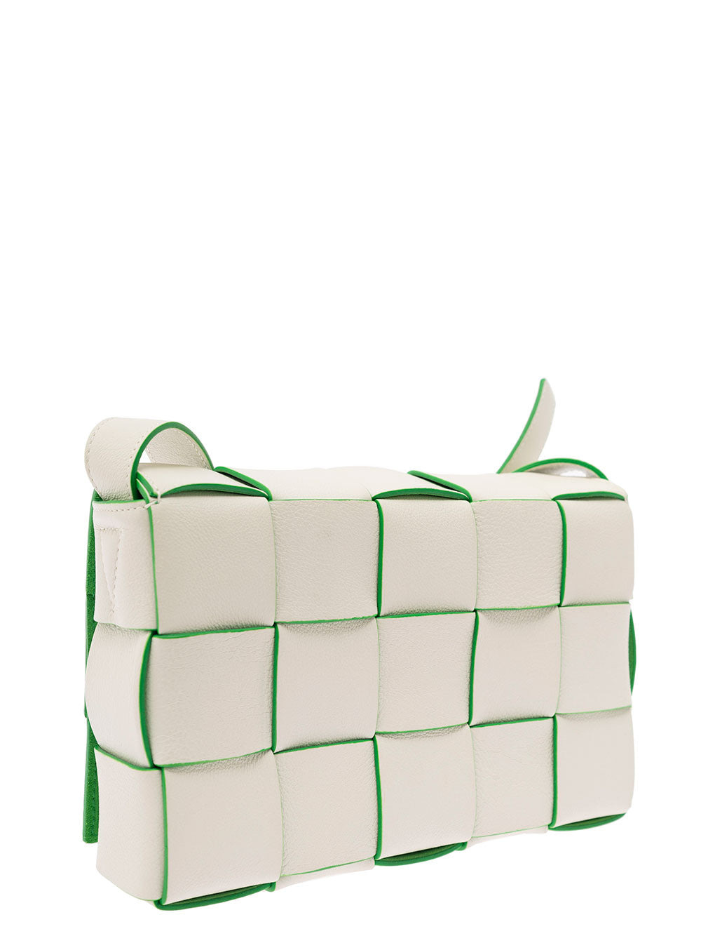 Bottega Veneta Women 'Cassette Fun L' White And Green Crossbody Bag In Intreccio Nappa Leather Woman - 2