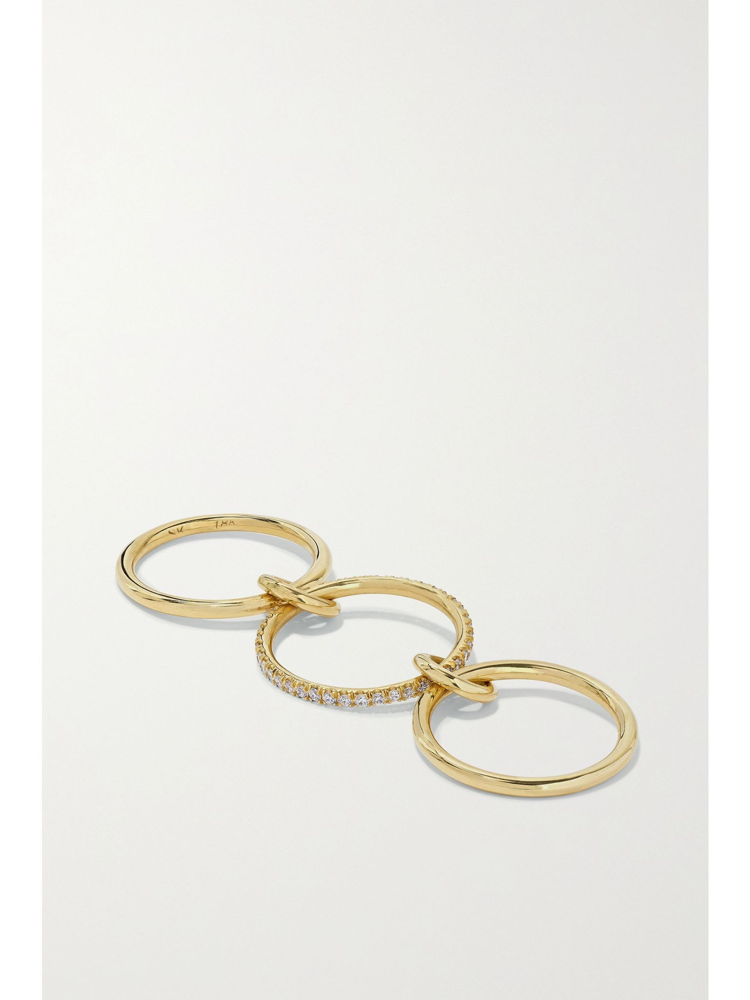 Sonny set of three 18-karat gold diamond rings Gold - 5