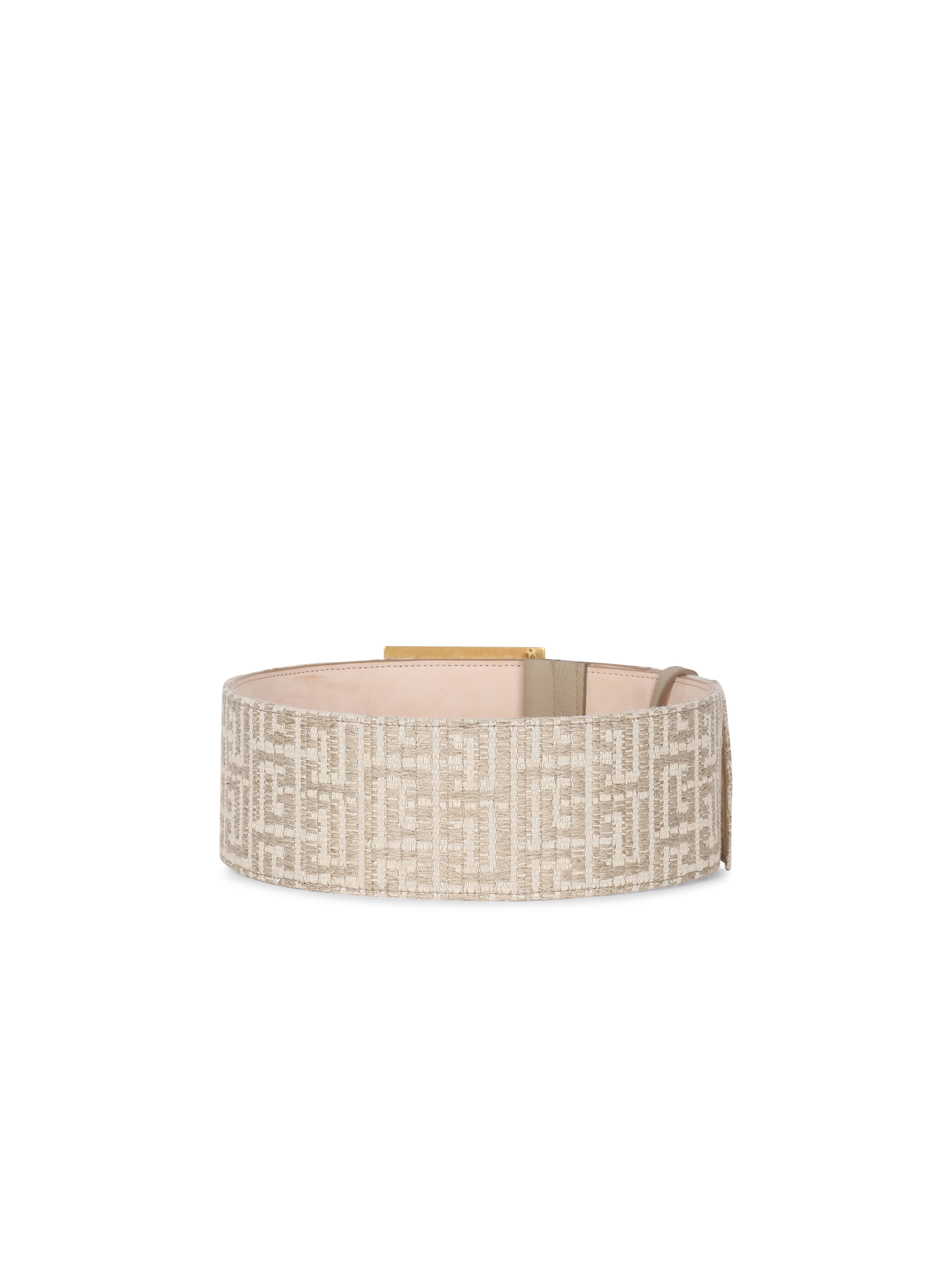 Wide PB Belt in monogrammed raffia - 3