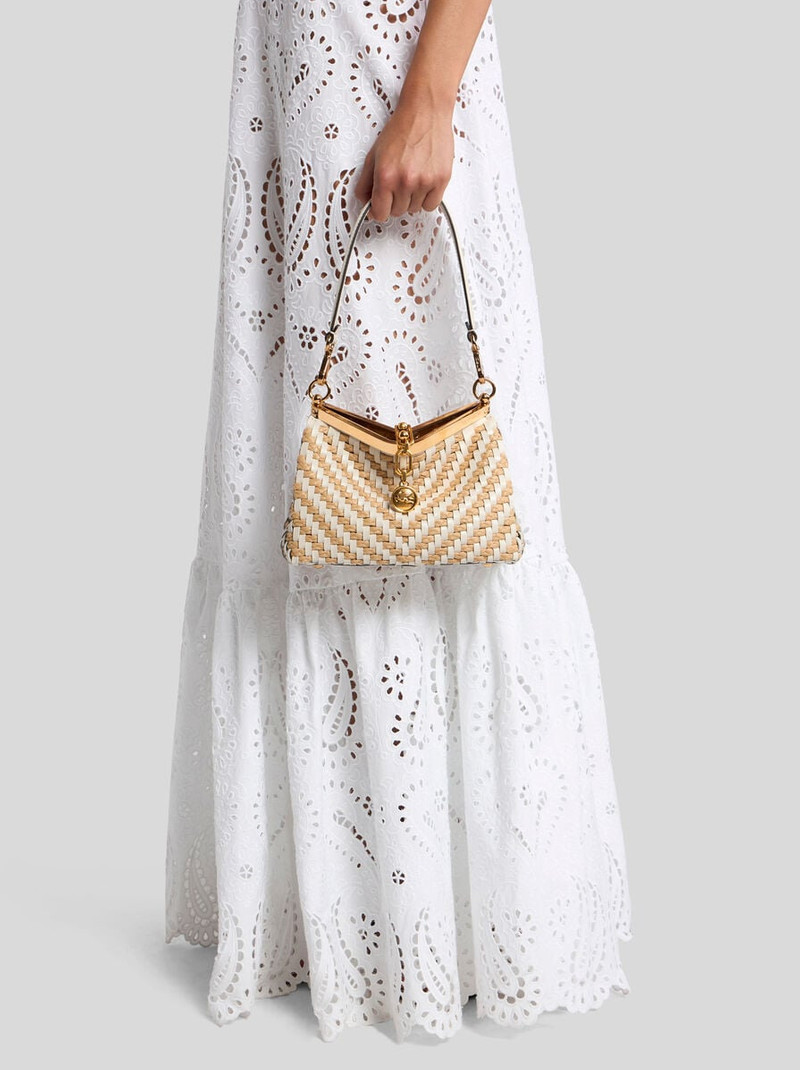 Etro SMALL WOVEN LEATHER AND RAFFIA VELA BAG outlook