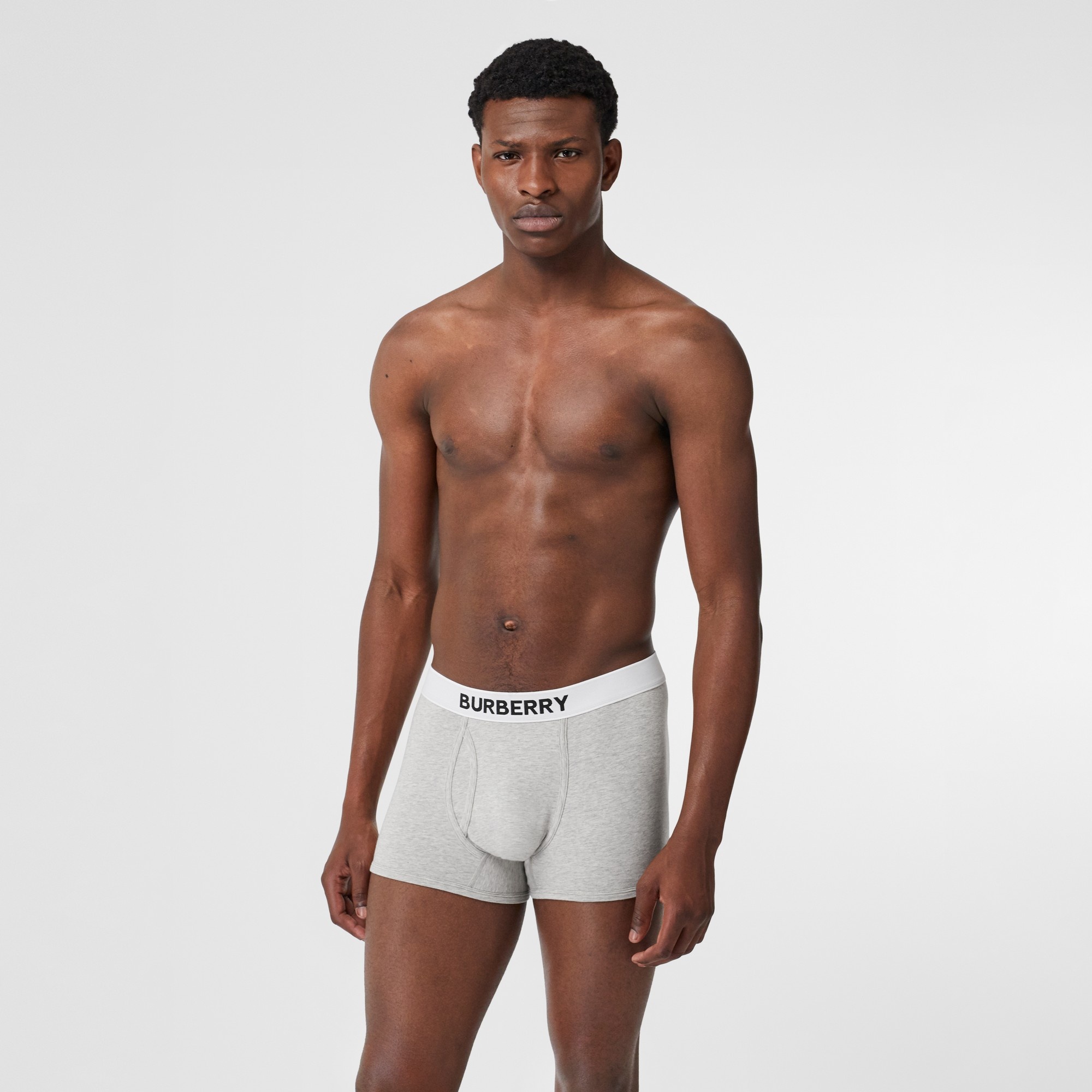 Logo Detail Stretch Cotton Boxer Shorts - 3