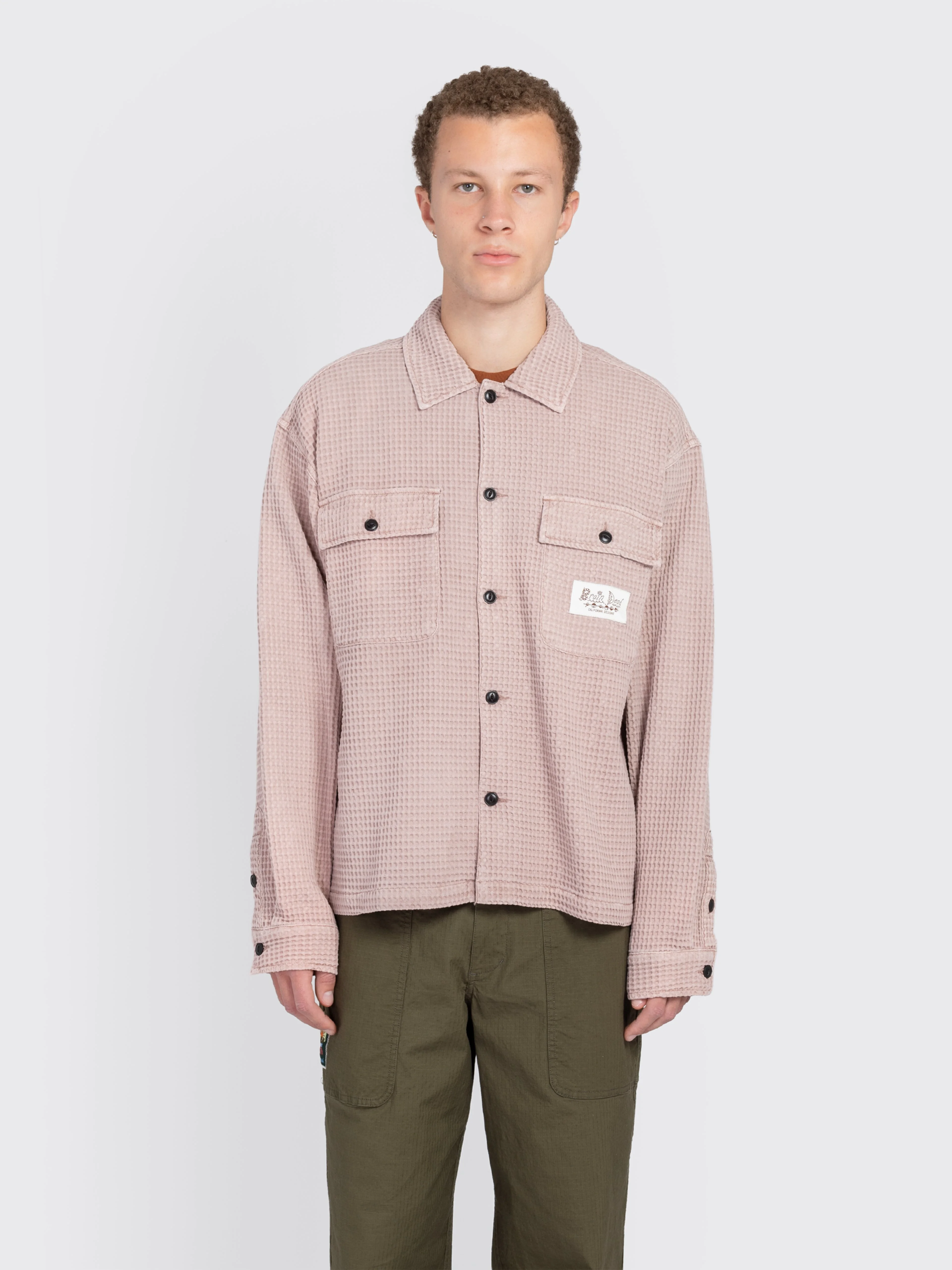 Waffle Button Front Shirt - 1