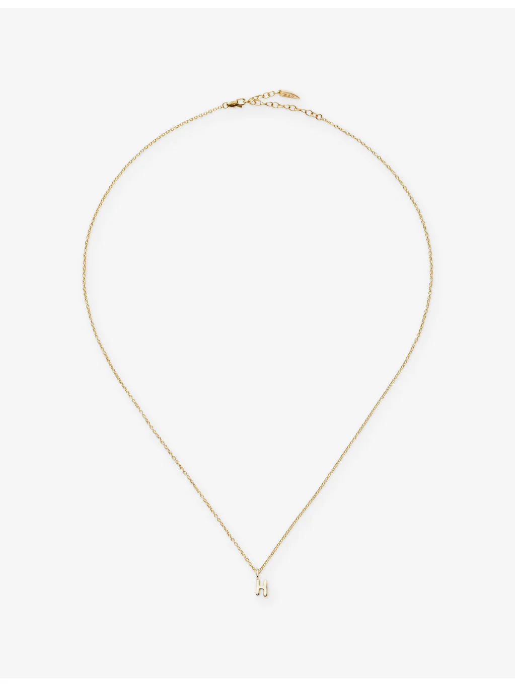 Fine Initial Mini H 14ct Yellow Gold Pendant Necklace - 1