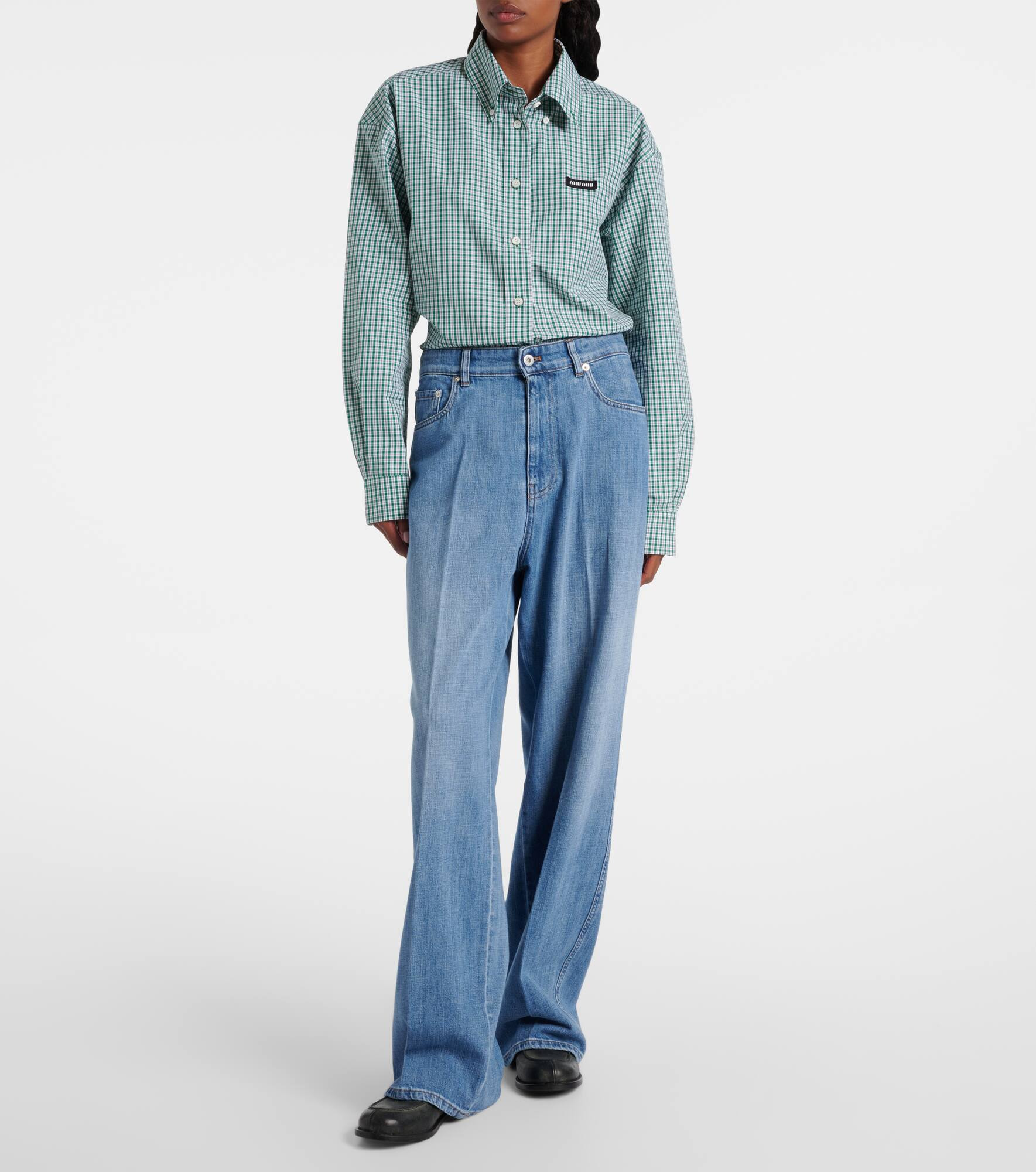 Logo mid-rise wide-leg jeans - 7