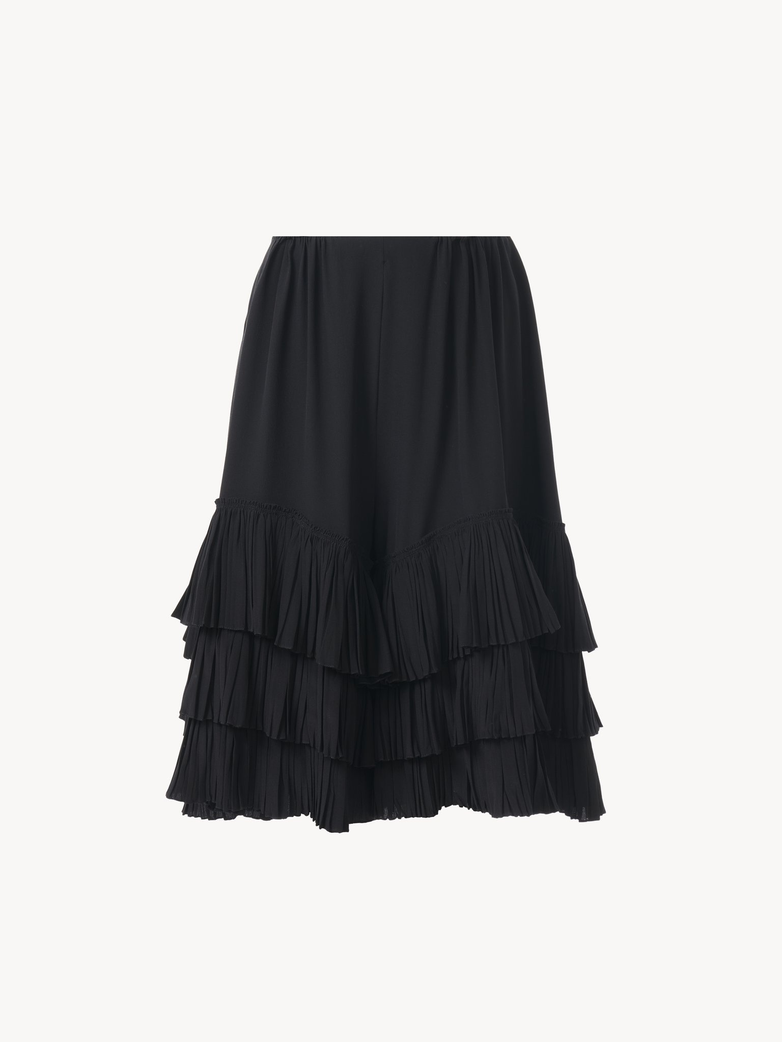 RUFFLED TIERED SHORTS IN CRÊPE DE CHINE - 2