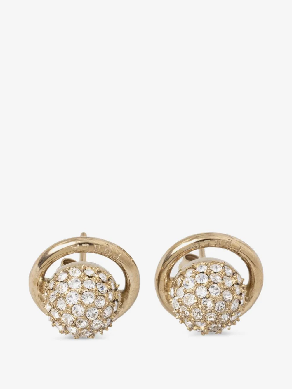 crystal-embellished orb earrings - 1