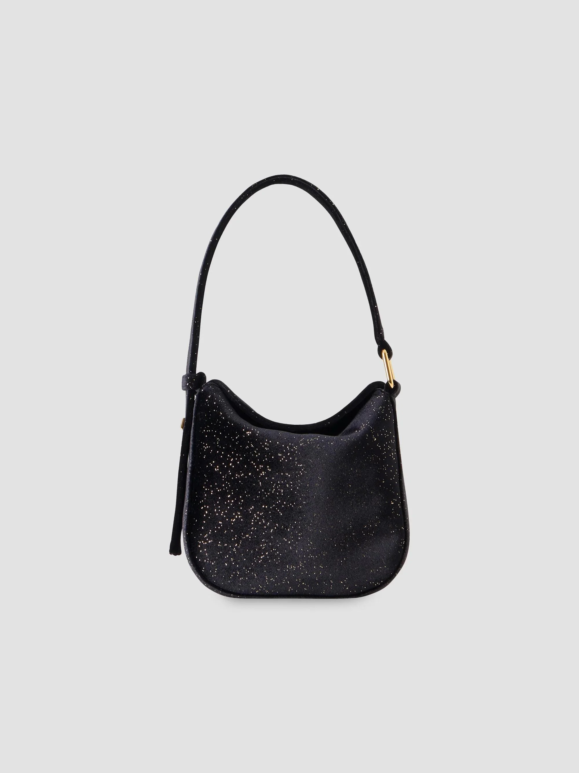 Women's Anna Mini Speckled Velvet Hobo Bag - Black Met - 1