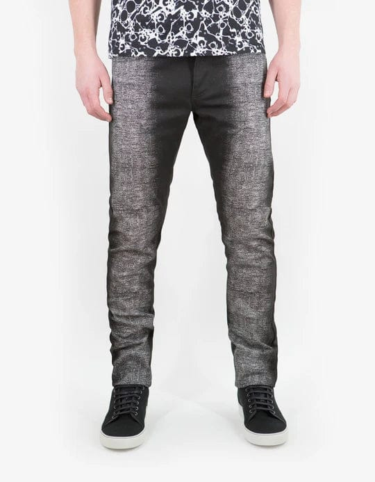 Balenciaga Black Spray Paint Effect Slim Cotton Jeans - 5