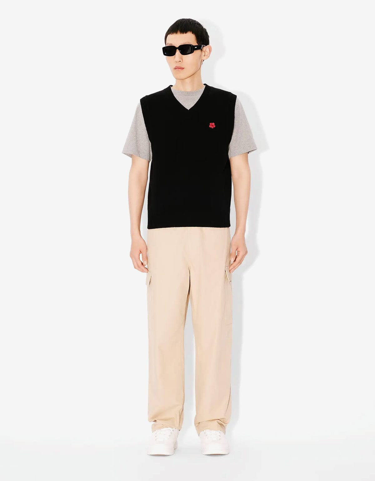 Kenzo Black Boke Flower Embroidered Sleeveless Wool Jumper - 6