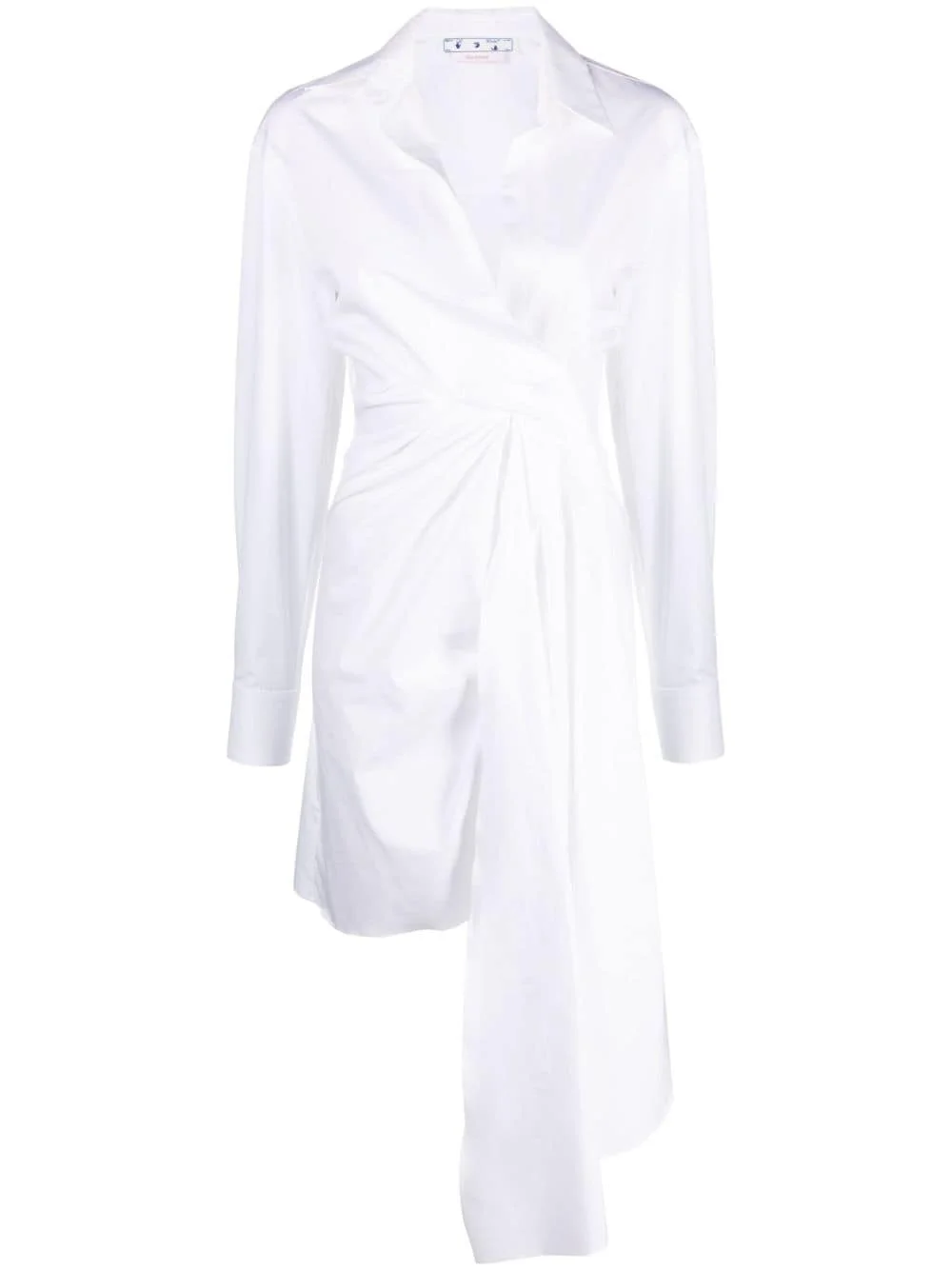 draped asymmetric cotton-poplin shirt dress - 1