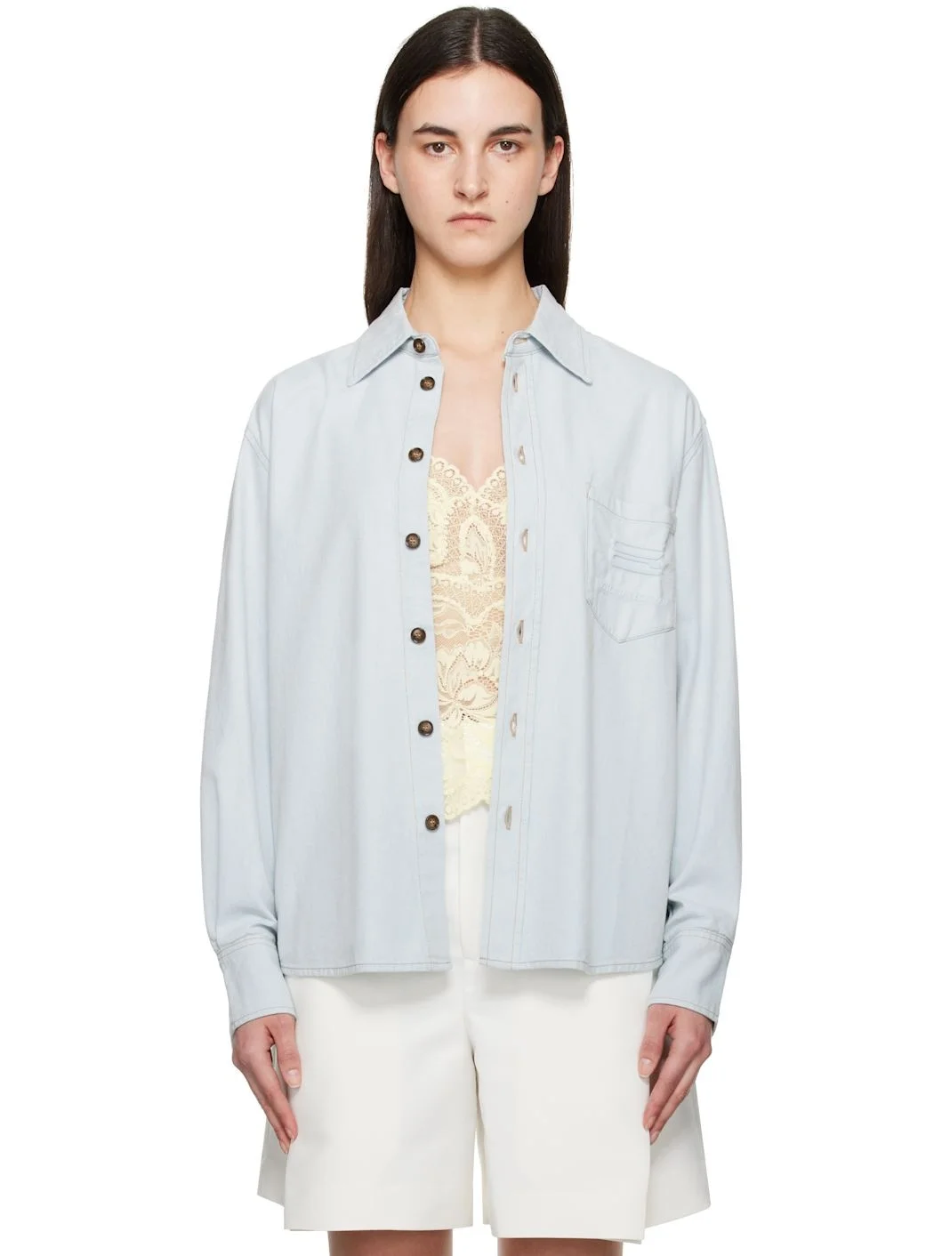 Blue Oversized Denim Shirt - 1