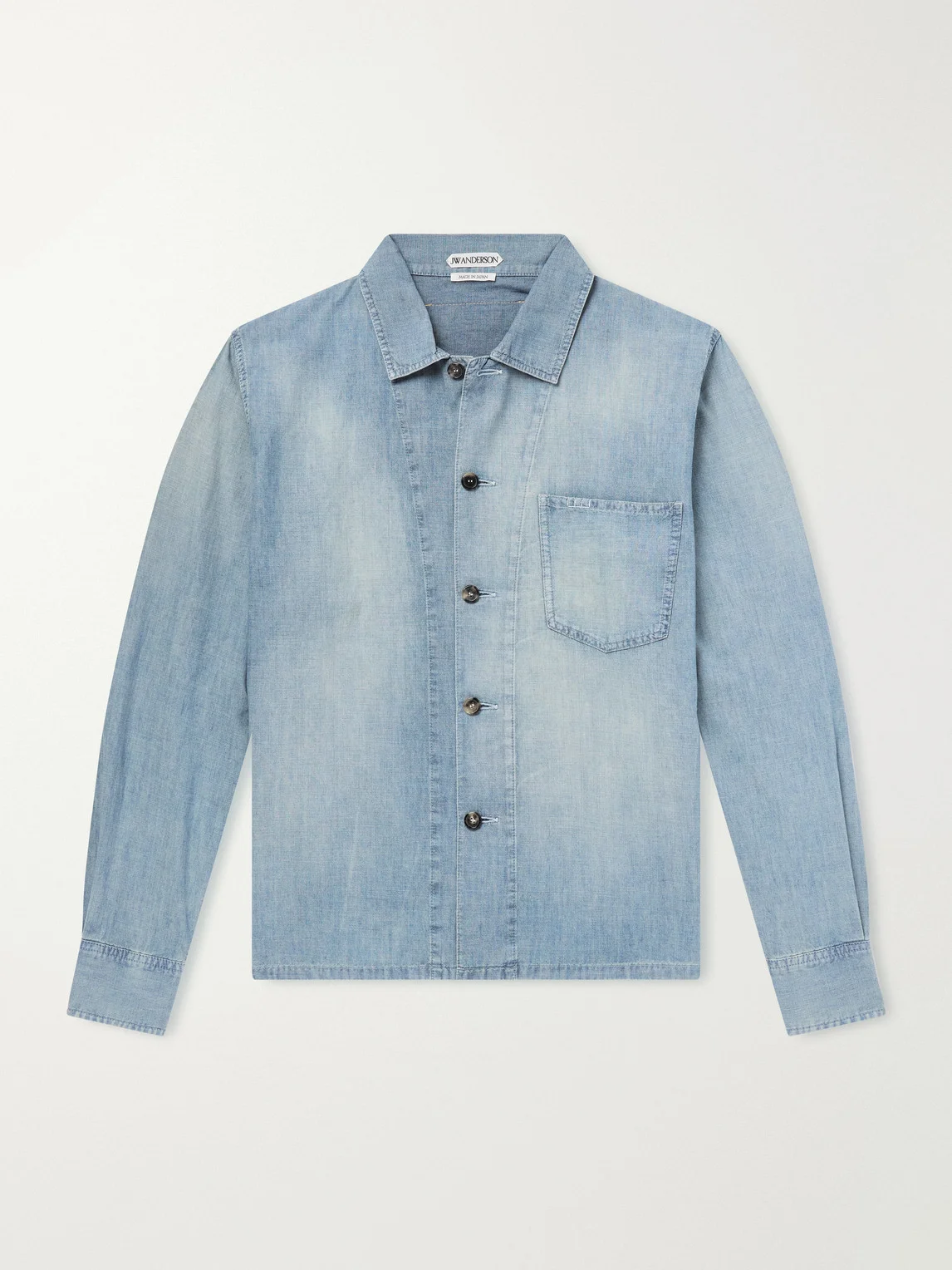 Slant Logo-Appliquéd Panelled Denim Shirt - 1