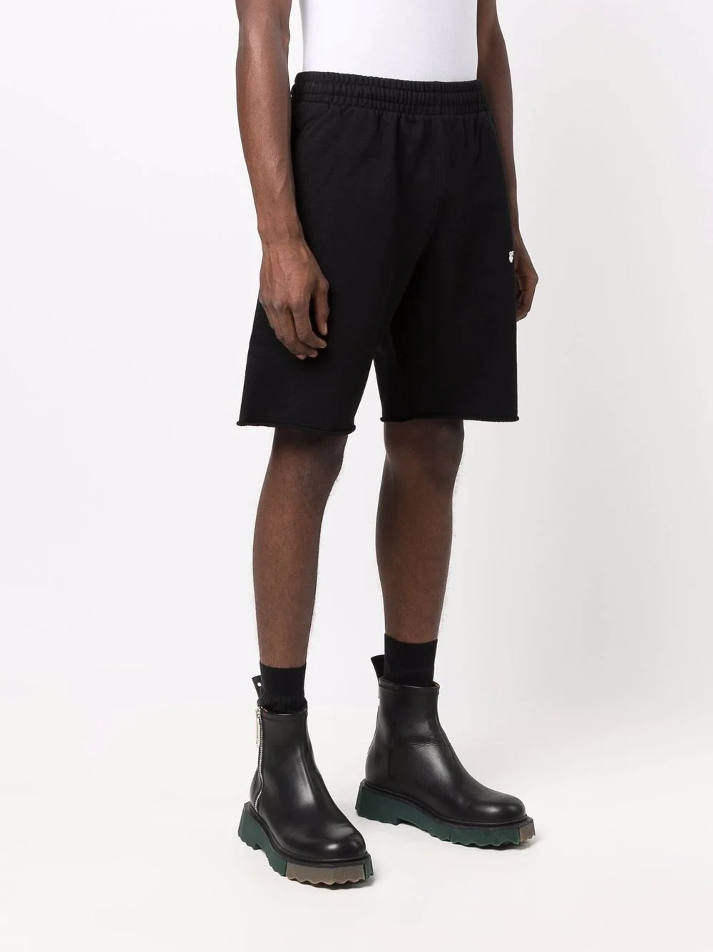 raw-cut hem track shorts - 3