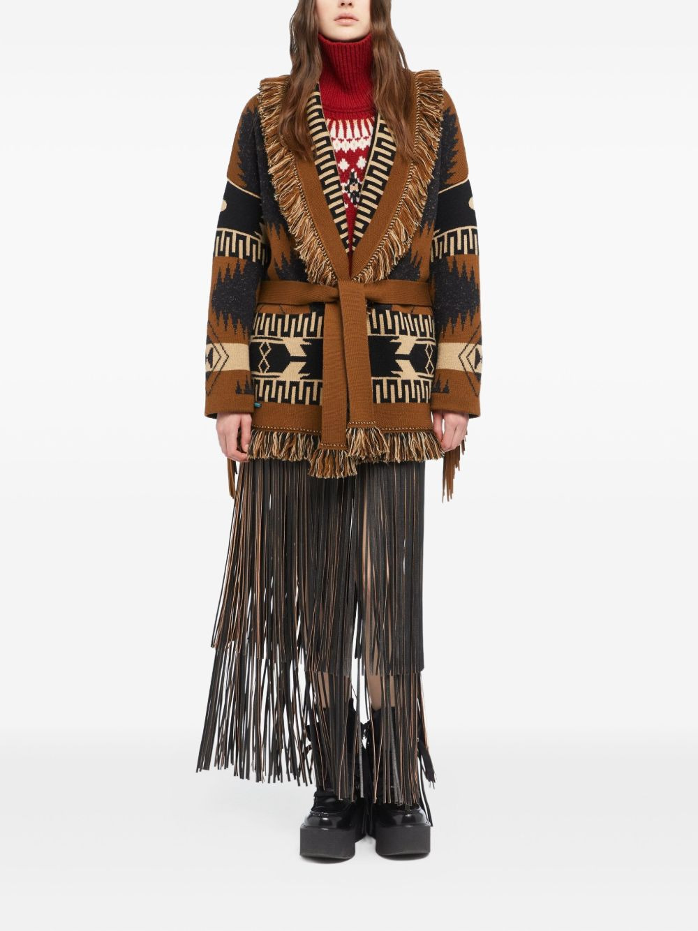 Dreamscape fringe-detailed patterned cardigan - 2