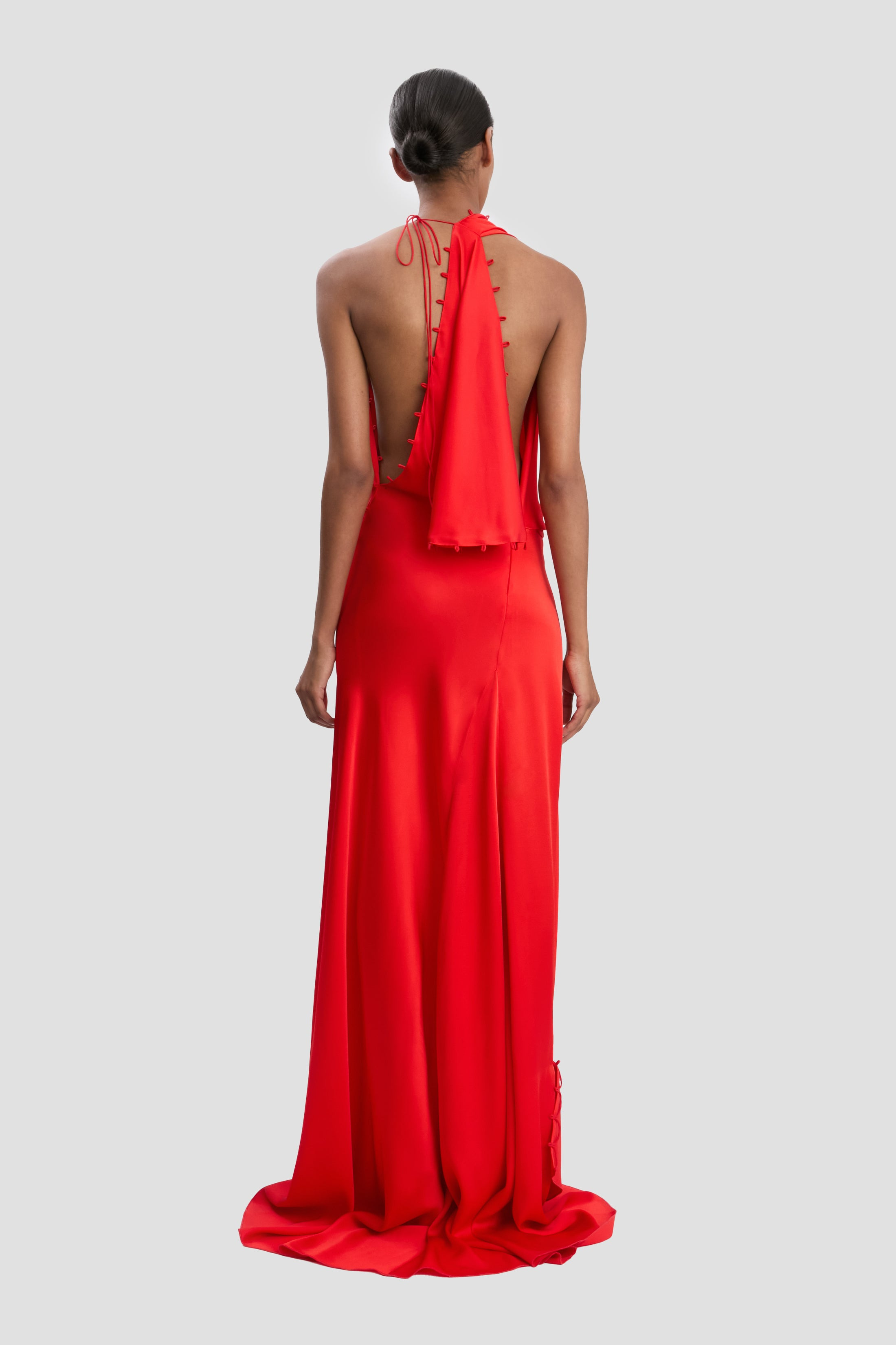 Rouleaux Detail Sleeveless Gown In Cayenne - 2