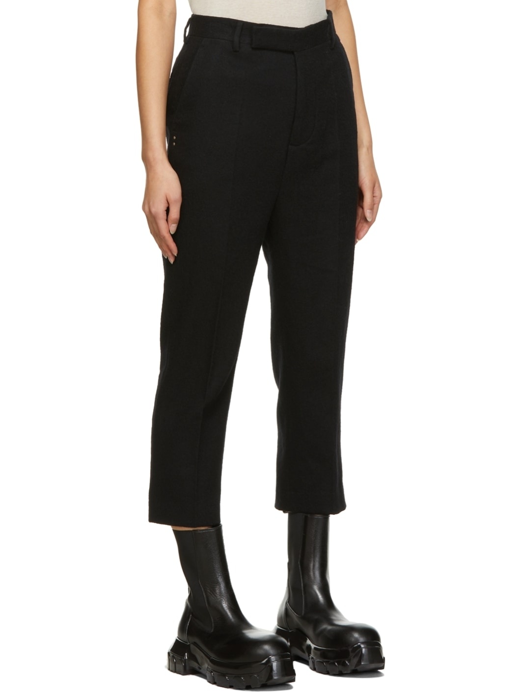 Black Flannel Astaires Cropped Trousers - 2