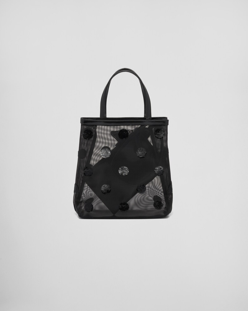 Small polka-dot mesh tote bag 4