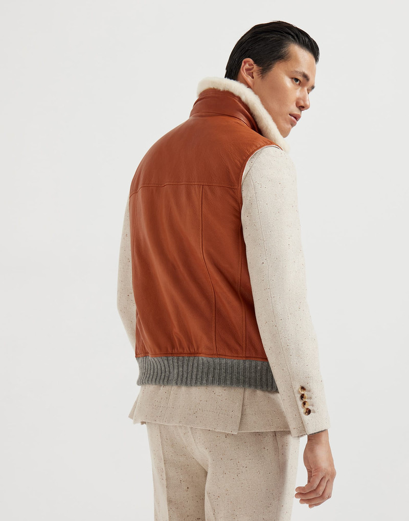 Brunello Cucinelli Nappa leather vest with Themore® padding and detachable shearling insert outlook