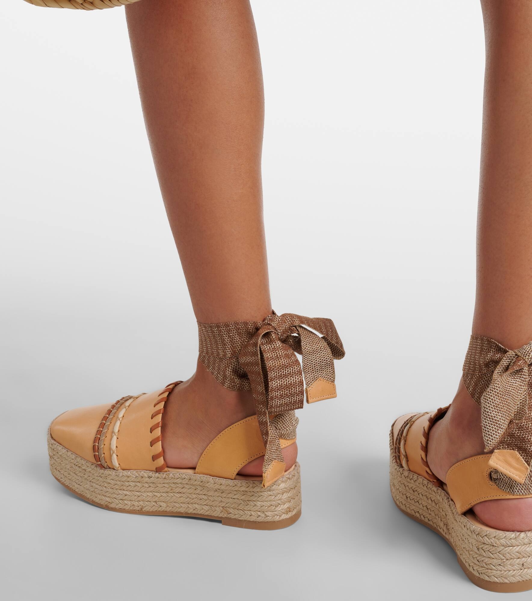 Leather platform espadrilles - 7